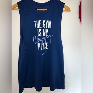 SOLD!Nike Dri-Fit tank. “The gym is my happy place”. Minor flaw see pic.